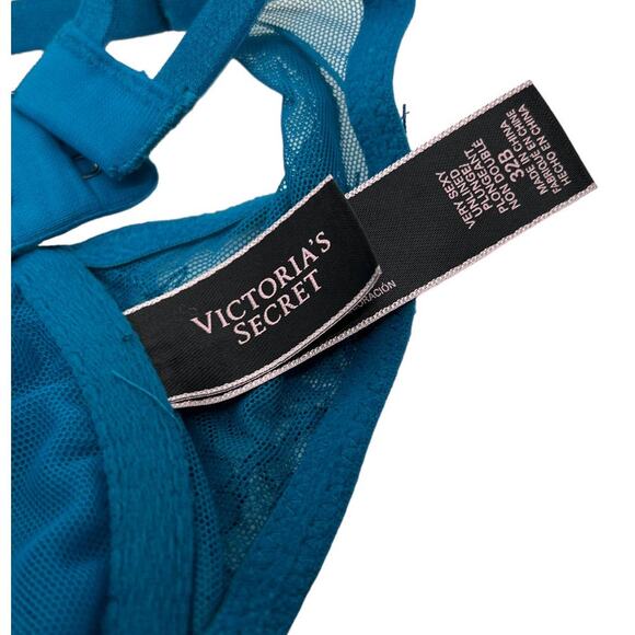 Victoria's Secret Blue Lace Strappy cross back Bra 32B - Picture 6 of 10
